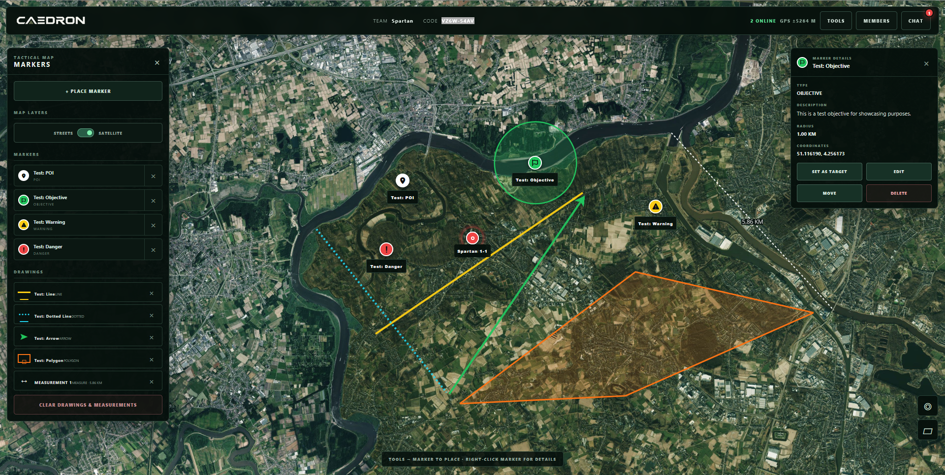 Caedron live team tracking and tactical mapping application