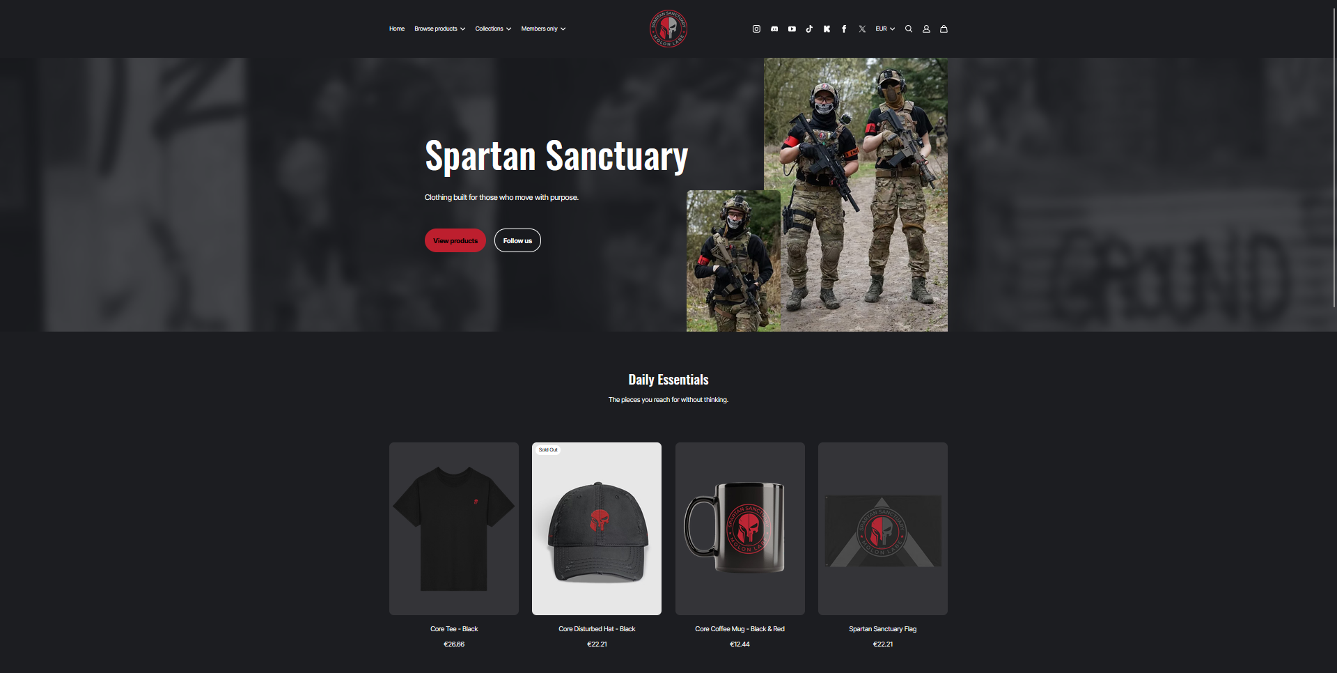 Spartan Sanctuary e-commerce website